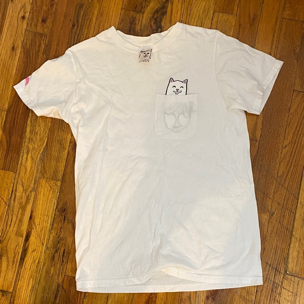 Rip n dip White Pocket Cat Graphic Tee